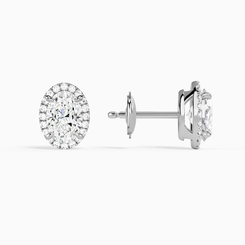 Oval Halo Diamond Stud Earrings