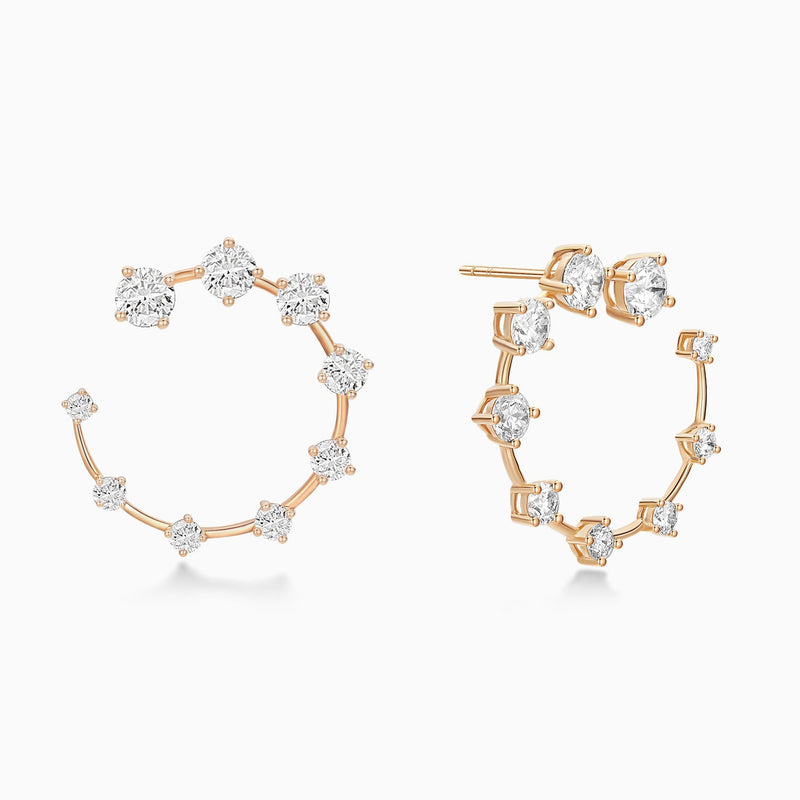 Graduated Round Open Hoop Diamond Earring