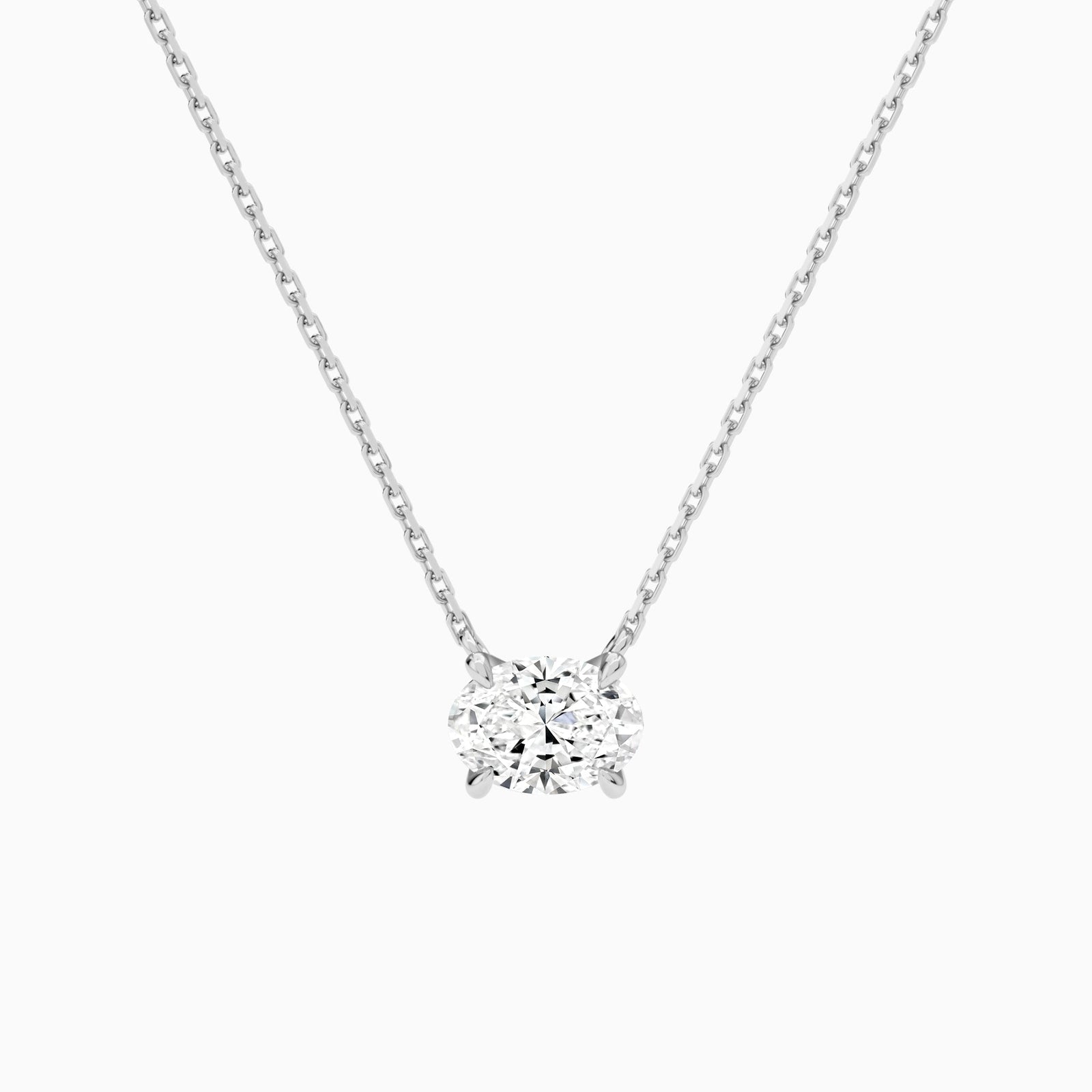 Oval Solitaire Lab Grown Diamond Necklace In Platinum - Lucenjuri