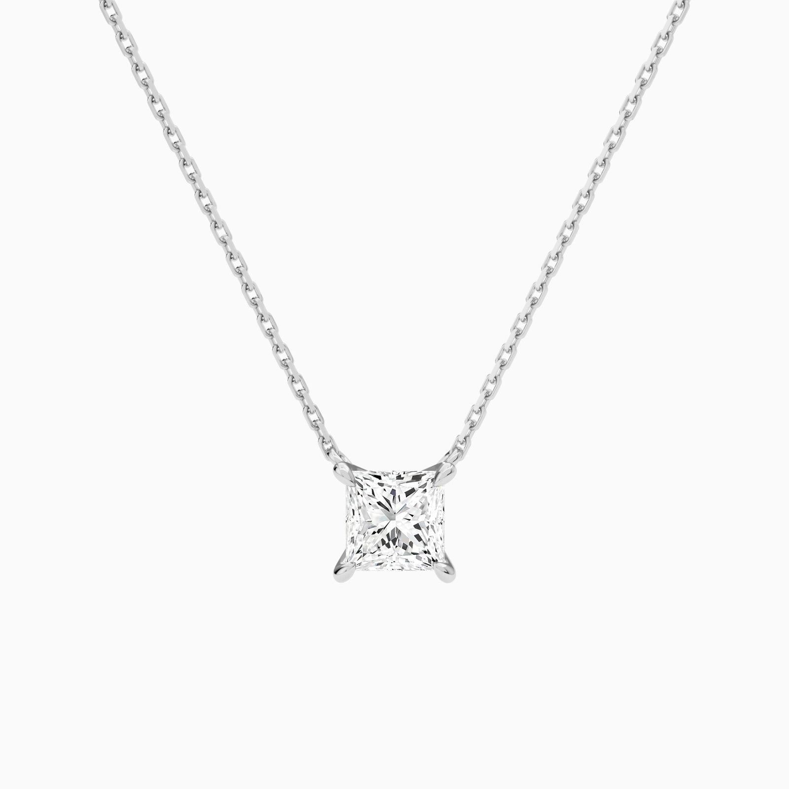Princess Solitaire Lab Grown Diamond Necklace In Platinum - Lucenjuri
