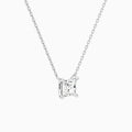 Princess Solitaire Lab Grown Diamond Necklace In Platinum - Front Angle View
