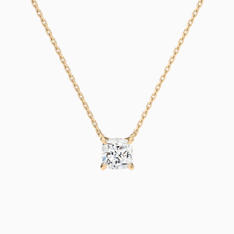 Cushion Solitaire Lab Grown Diamond Necklace In 14K Rose Gold - Lucenjuri