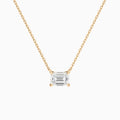 Emerald Solitaire Lab Grown Diamond Necklace In 14K Rose Gold - Lucenjuri