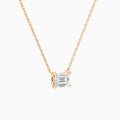 Emerald Solitaire Lab Grown Diamond Necklace In 14K Rose Gold - Front Angle View