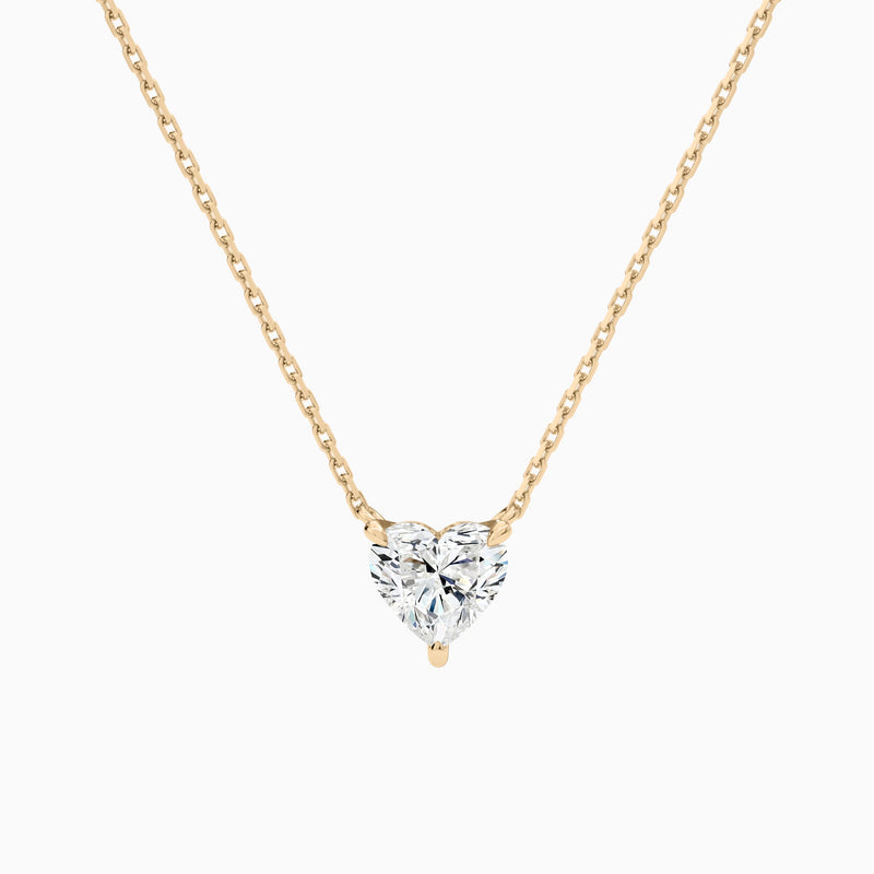 Heart Solitaire Lab Grown Diamond Necklace In 14K Rose Gold - Lucenjuri