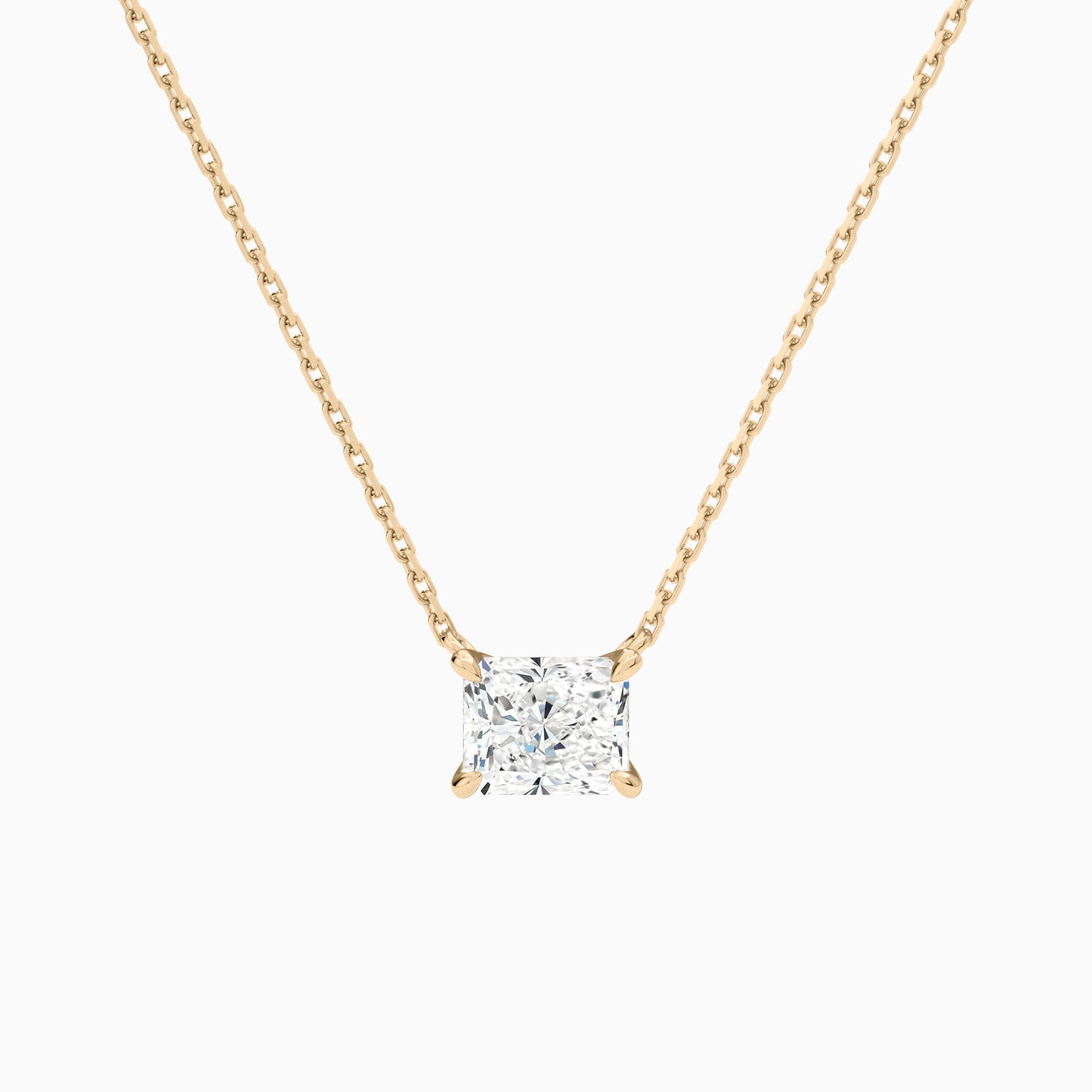 Radiant Solitaire Lab Grown Diamond Necklace In 14K Rose Gold - Lucenjuri