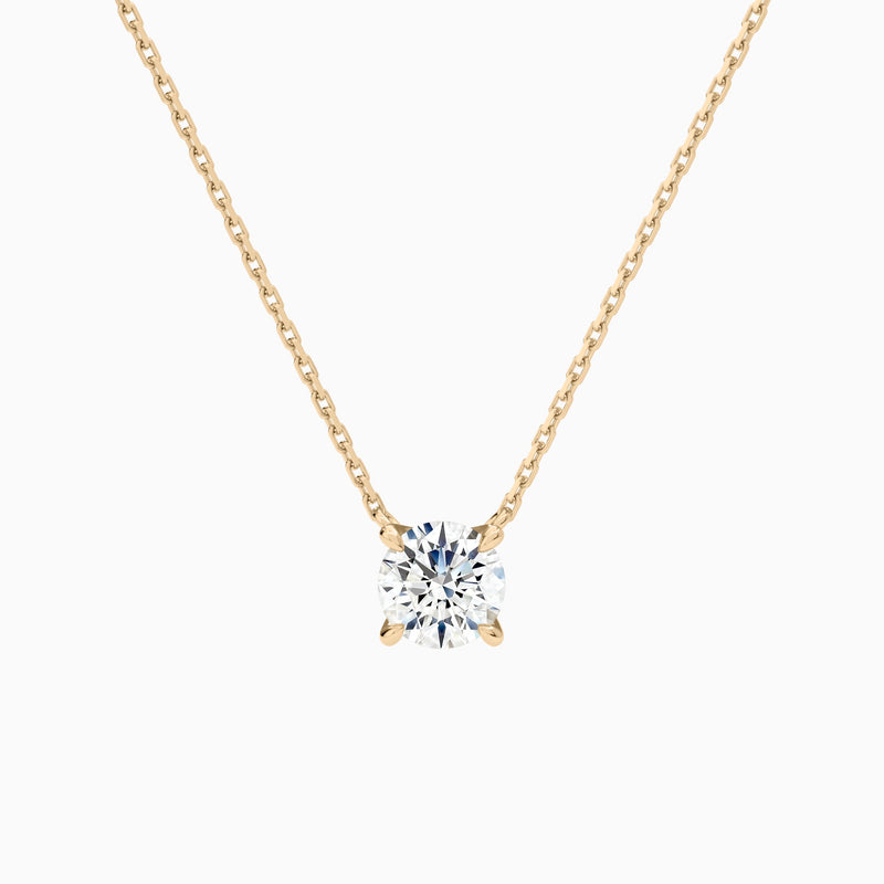 Round Solitaire Lab Grown Diamond Necklace In 14K Rose Gold - Lucenjuri