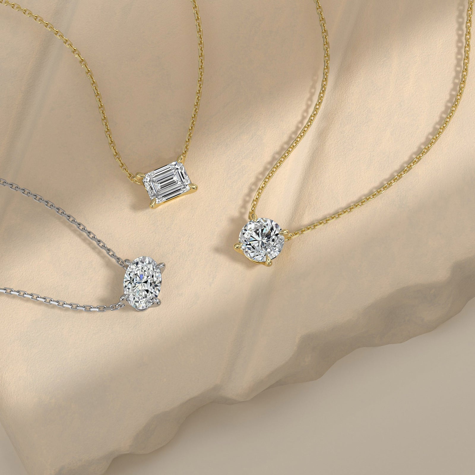 Radiant Solitaire Lab Grown Diamond Necklace In 14K Rose Gold - Additional Image