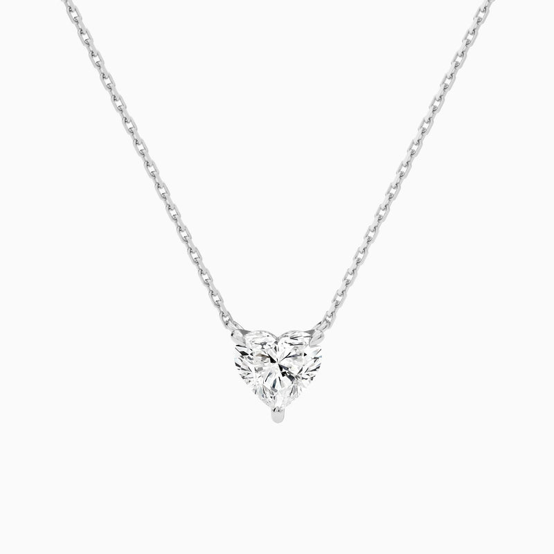 Heart Solitaire Lab Grown Diamond Necklace In 14K White Gold - Lucenjuri
