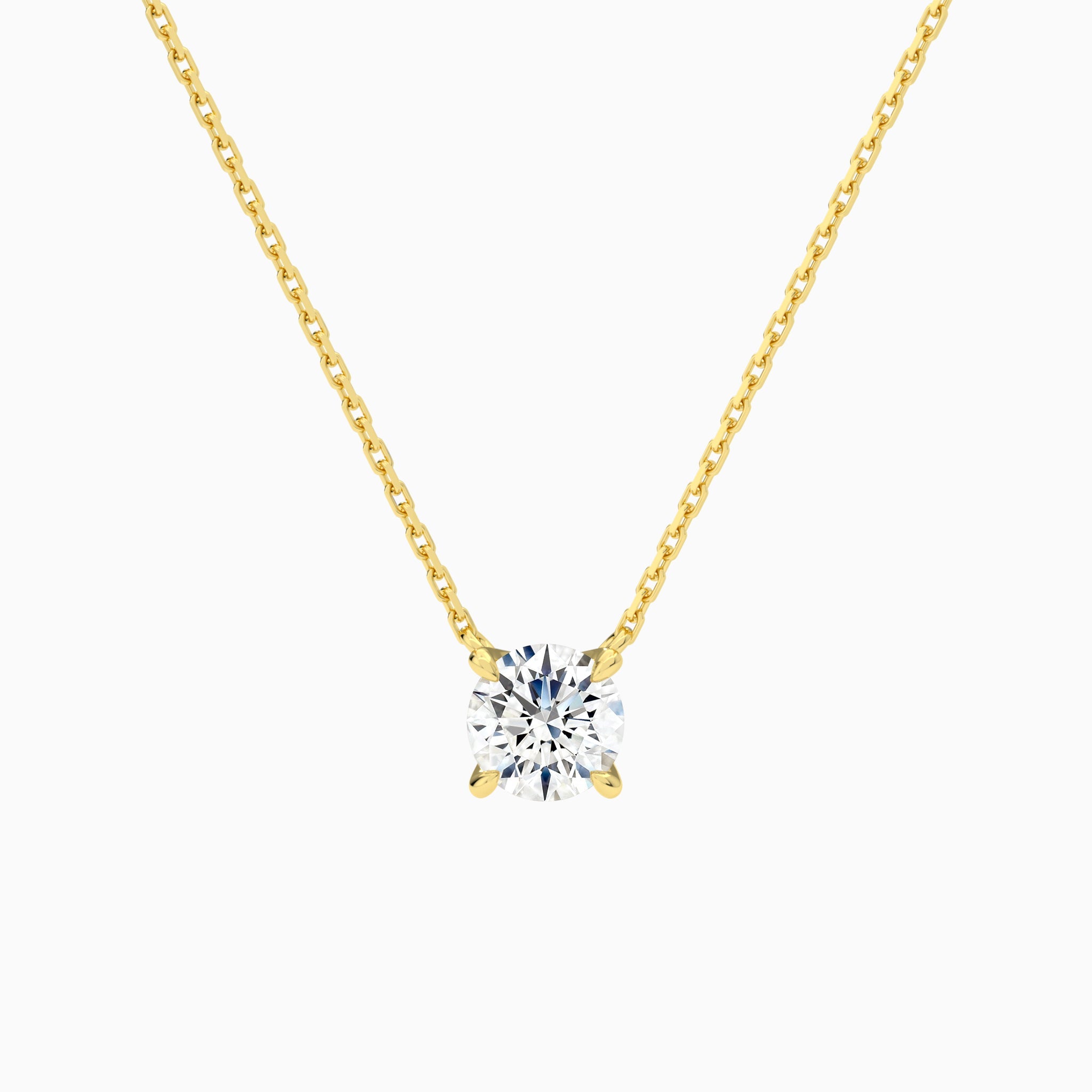 Round Solitaire Lab Grown Diamond Necklace In 14K Yellow Gold - Lucenjuri