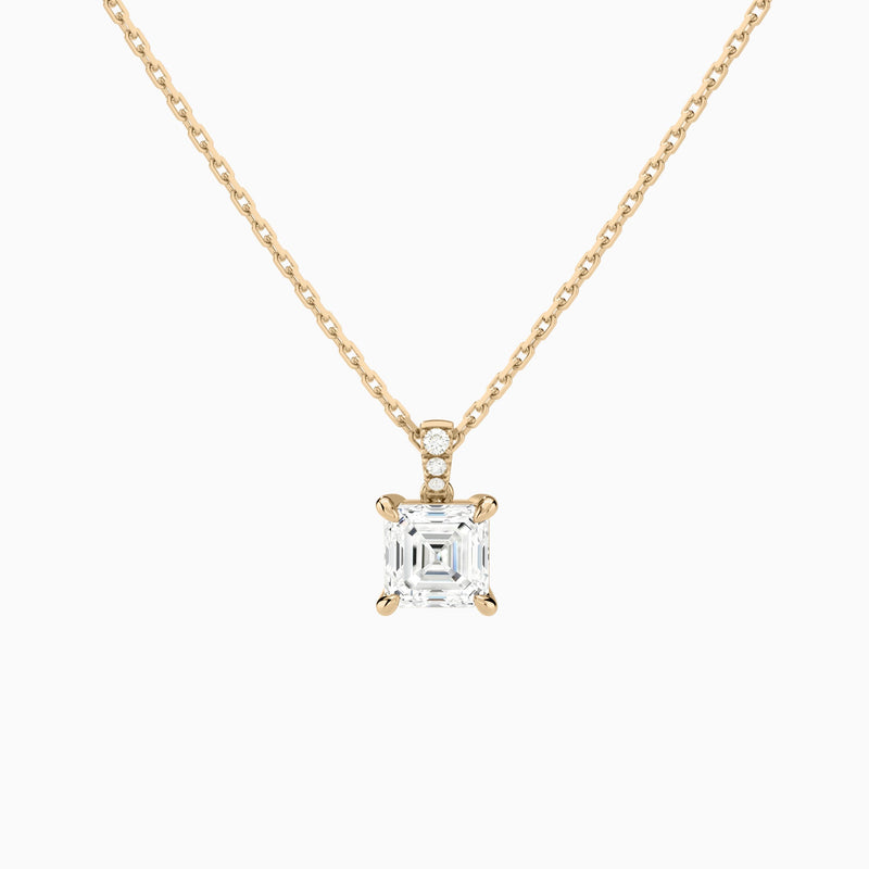 Asscher Lab Grown Diamond Accented Bail Pendant Necklace - Lucenjuri
