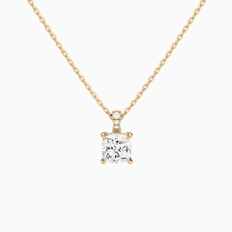 Cushion Lab Grown Diamond Accented Bail Pendant Necklace - Lucenjuri