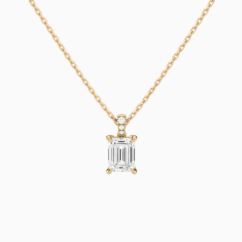 Emerald Lab Grown Diamond Accented Bail Pendant Necklace - Lucenjuri