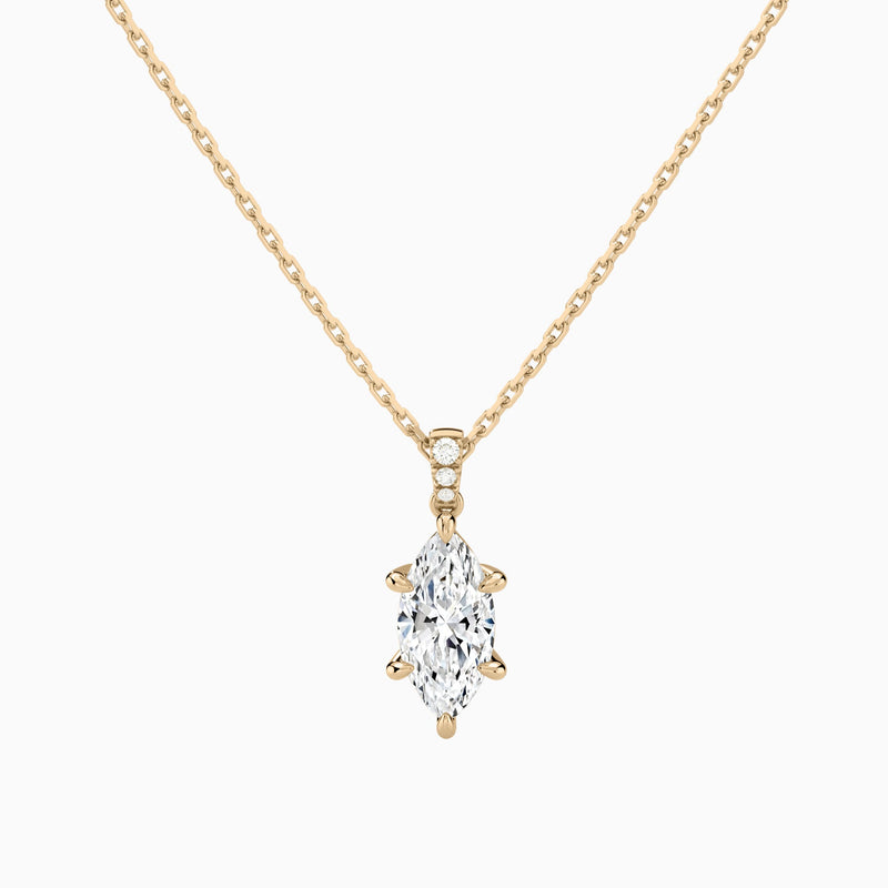 Marquise Lab Grown Diamond Accented Bail Pendant Necklace - Lucenjuri