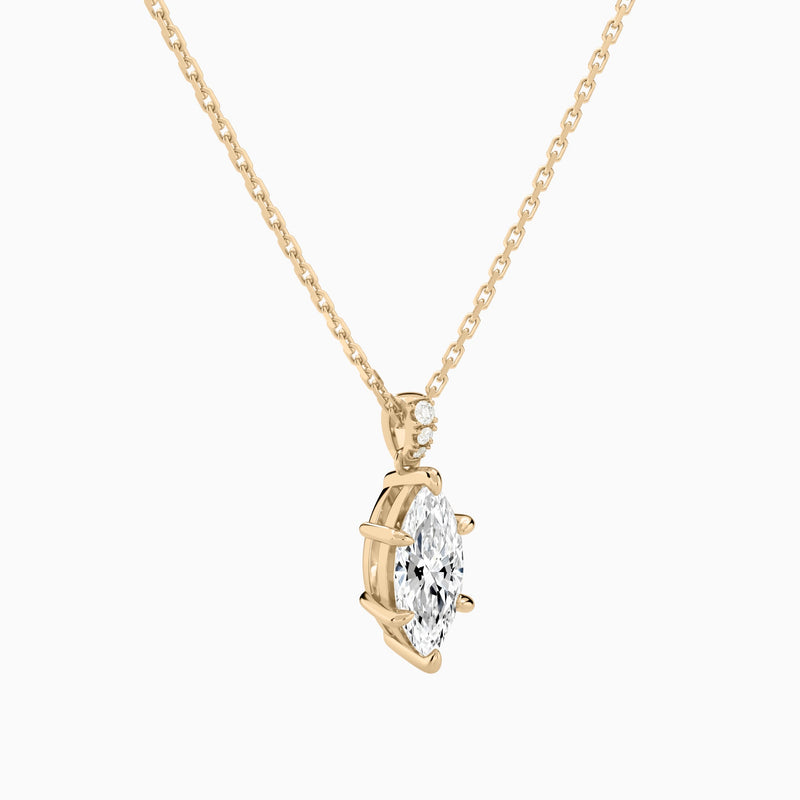 Marquise Lab Grown Diamond Accented Bail Pendant Necklace - Front Angle View