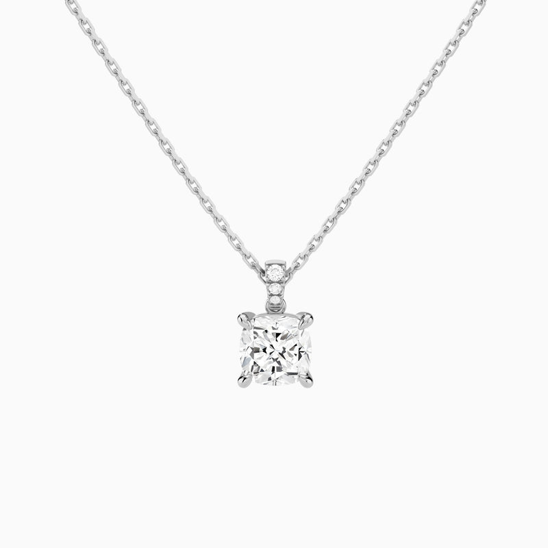 Cushion Lab Grown Diamond Accented Bail Pendant Necklace - Lucenjuri