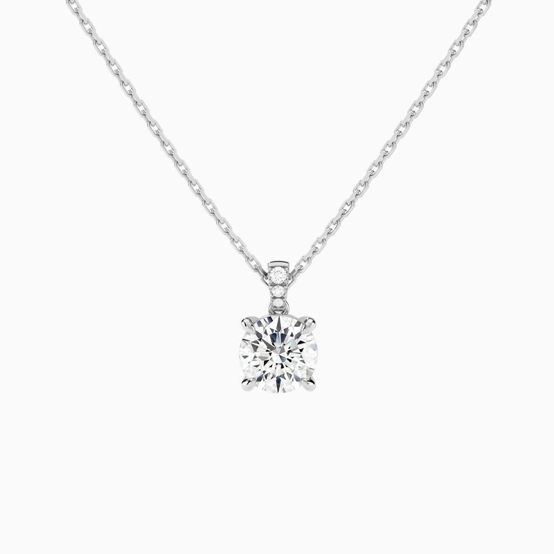 Round Lab Grown Diamond Accented Bail Pendant Necklace - Lucenjuri