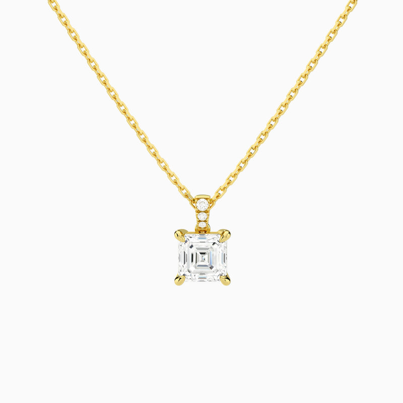 Asscher Lab Grown Diamond Accented Bail Pendant Necklace - Lucenjuri