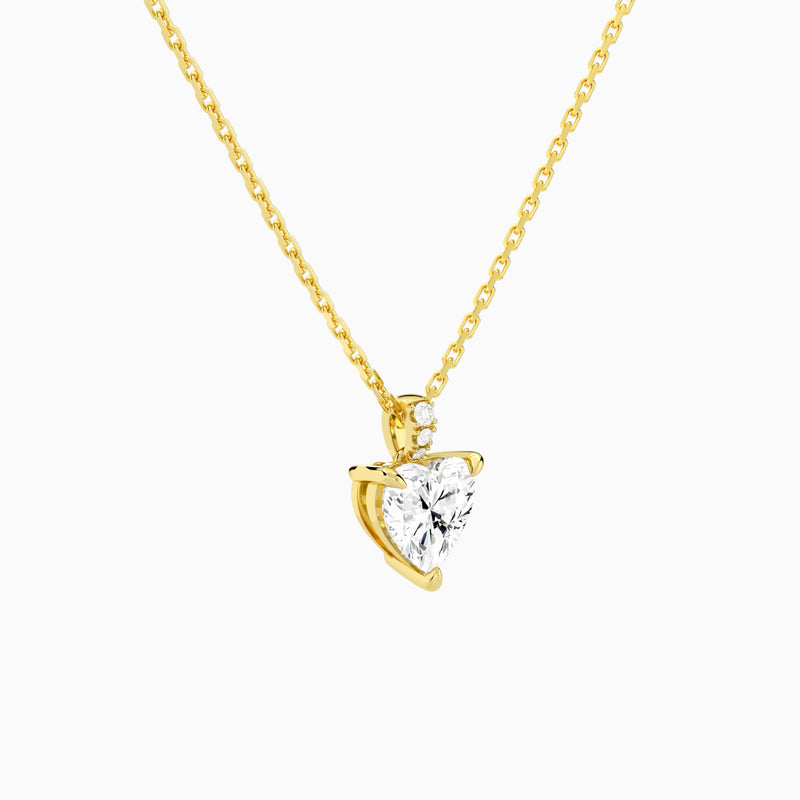 Heart Lab Grown Diamond Accented Bail Pendant Necklace - Front Angle View