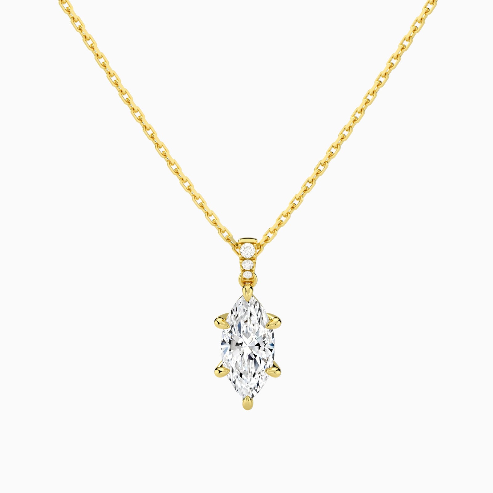 Marquise Lab Grown Diamond Accented Bail Pendant Necklace - Lucenjuri