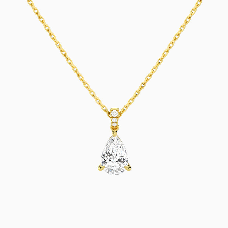 Pear Lab Grown Diamond Accented Bail Pendant Necklace - Lucenjuri