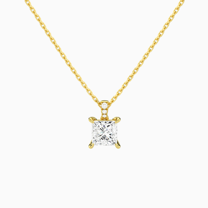 Princess Lab Grown Diamond Accented Bail Pendant Necklace - Lucenjuri