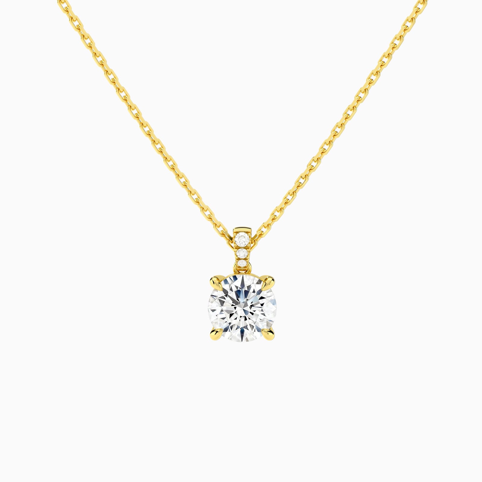 Round Lab Grown Diamond Accented Bail Pendant Necklace - Lucenjuri