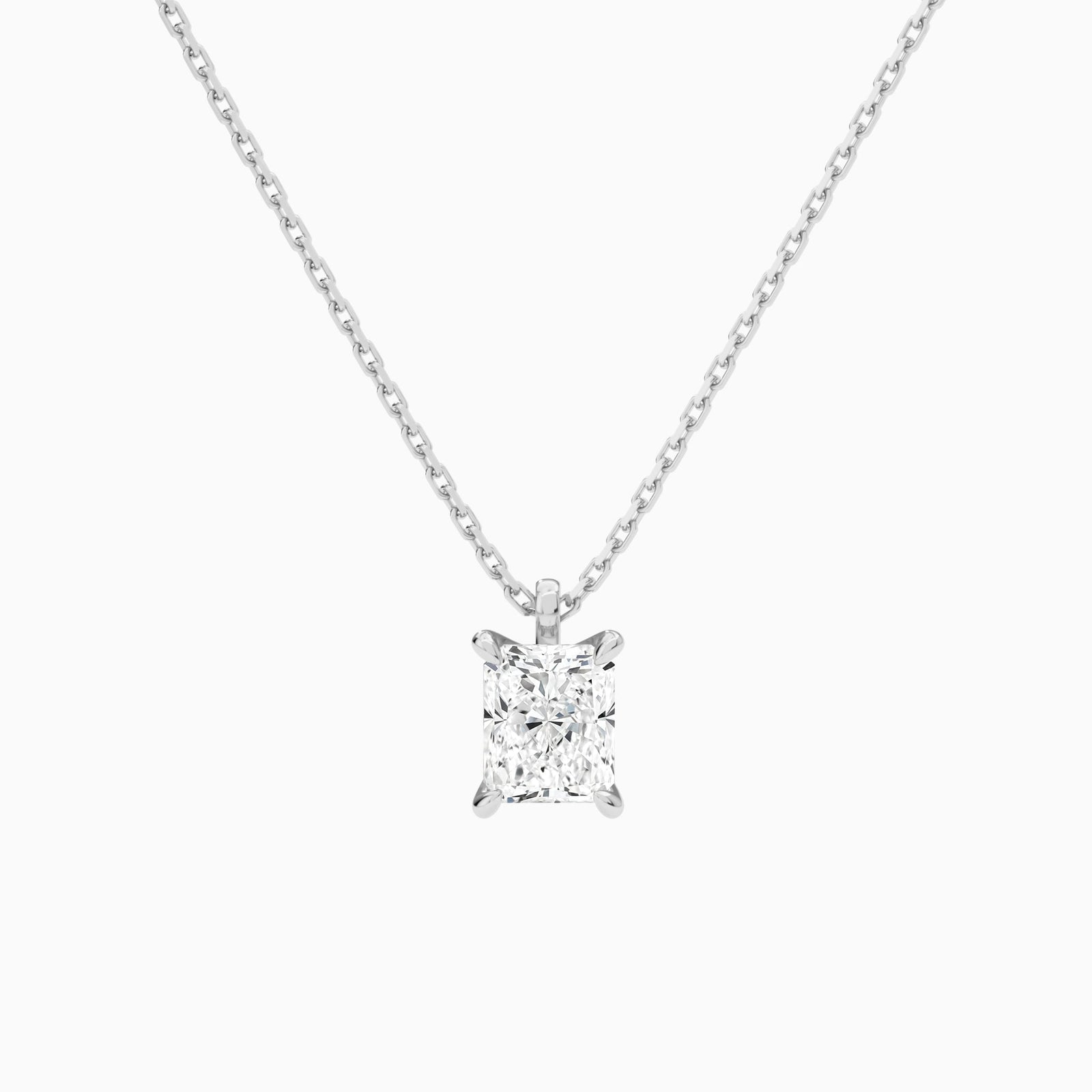 Radiant Solitaire Lab Grown Diamond Pendant Necklace In Platinum - Lucenjuri
