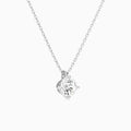 Round Solitaire Lab Grown Diamond Pendant Necklace In Platinum - Front Angle View