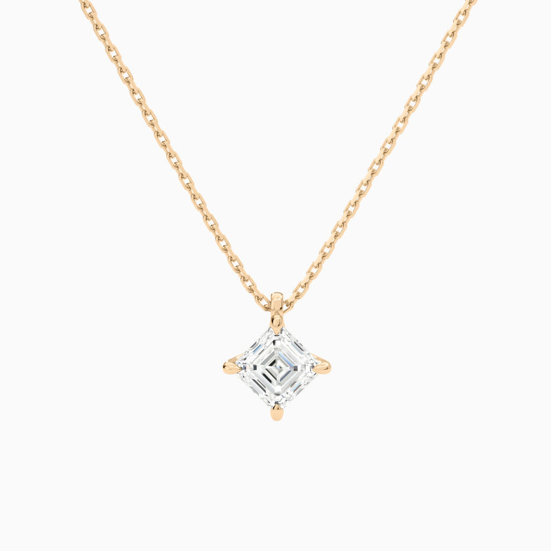 Asscher Solitaire Diamond Pendant Necklace