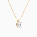 Oval Solitaire Lab Grown Diamond Pendant Necklace In 14K Rose Gold - Front Angle View