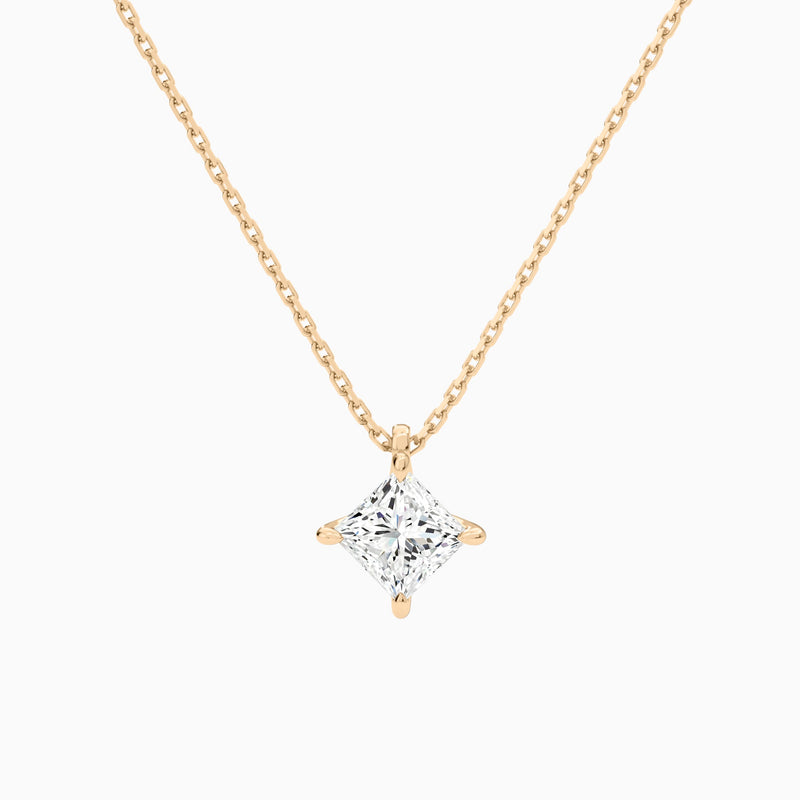 Princess Solitaire Diamond Pendant Necklace