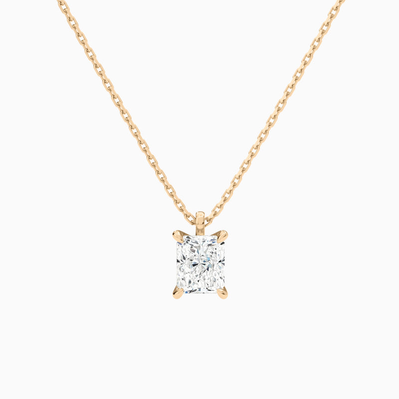 Radiant Solitaire Lab Grown Diamond Pendant Necklace In 14K Rose Gold - Lucenjuri
