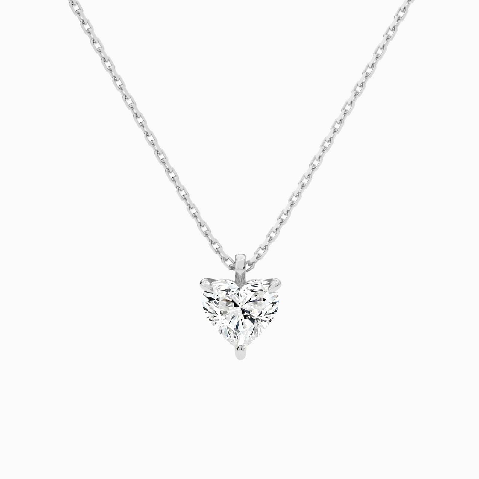 Heart Solitaire Lab Grown Diamond Pendant Necklace In 14K White Gold - Lucenjuri