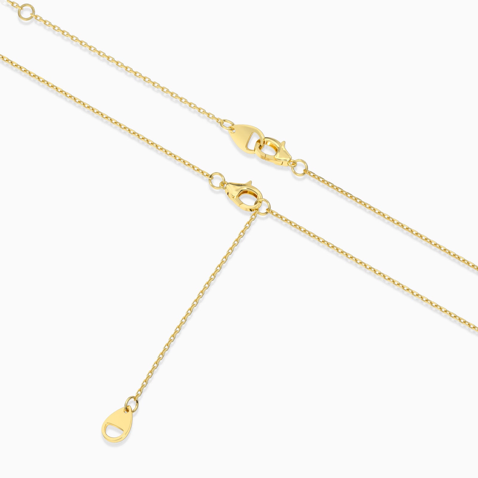 Adjustable Closure Detail of Cushion Solitaire Lab Grown Diamond Pendant Necklace In 14K Yellow Gold