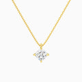 Cushion Solitaire Lab Grown Diamond Pendant Necklace In 14K Yellow Gold - Lucenjuri