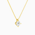 Cushion Solitaire Lab Grown Diamond Pendant Necklace In 14K Yellow Gold - Front Angle View