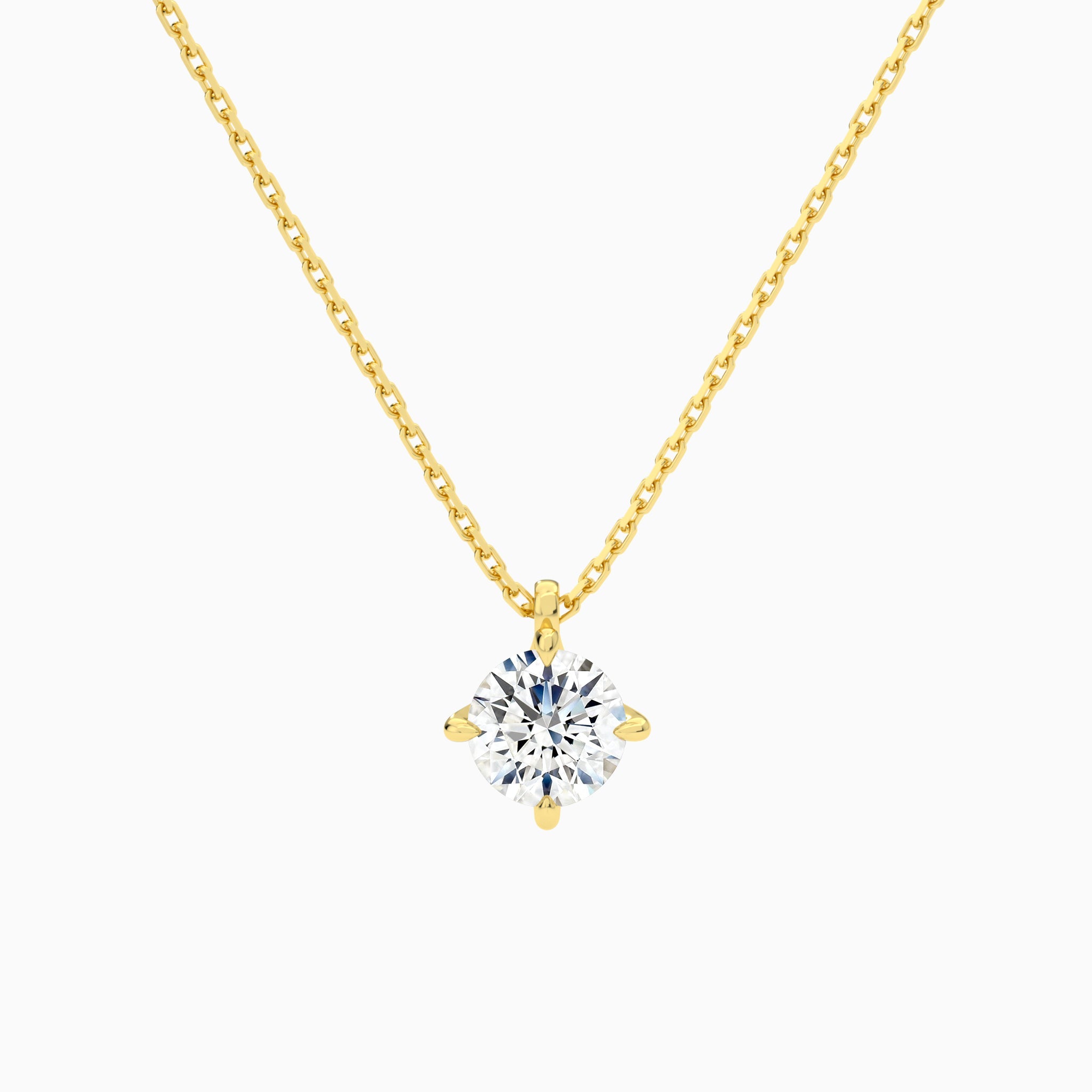 Round Solitaire Lab Grown Diamond Pendant Necklace In 14K Yellow Gold - Lucenjuri