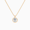 Bezel Solitaire Round Lab Grown Diamond Pendant Necklace In 14K Rose Gold - Lucenjuri