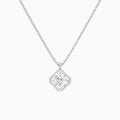 Bezel Solitaire Asscher Lab Grown Diamond Pendant Necklace In 14K White Gold - Lucenjuri