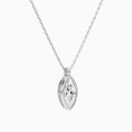 Bezel Solitaire Marquise Lab Grown Diamond Pendant Necklace In 18K White Gold - Front Angle View