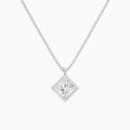 Bezel Solitaire Princess Lab Grown Diamond Pendant Necklace In 14K White Gold - Lucenjuri