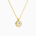 Bezel Solitaire Cushion Lab Grown Diamond Pendant Necklace In 14K Yellow Gold - Front Angle View