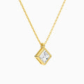 Bezel Solitaire Princess Lab Grown Diamond Pendant Necklace In 18K Yellow Gold - Front Angle View