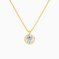 Bezel Solitaire Round Lab Grown Diamond Pendant Necklace In 18K Yellow Gold - Lucenjuri