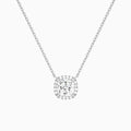 Cushion Halo Lab Grown Diamond Necklace In 14K White Gold - Lucenjuri