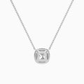 Cushion Halo Lab Grown Diamond Necklace In 14K White Gold - Back View