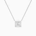 Princess Halo Lab Grown Diamond Necklace In 18K White Gold - Lucenjuri