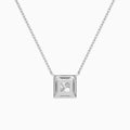 Princess Halo Lab Grown Diamond Necklace In 18K White Gold - Back View