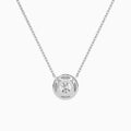 Round Halo Lab Grown Diamond Necklace In 18K White Gold - Back View